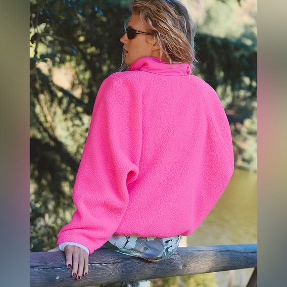 Free People Hit The Slopes Fleece Jacket in Hot Pink - Picture 4 of 8